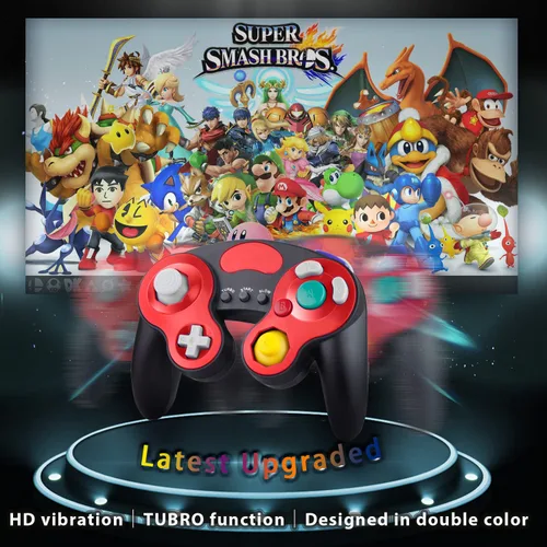 Vista 2 de A-KSXJ Latest Upgraded GameCube Controller Classical Gamepad for Nintendo Switch GameCubeWii UWii with HD Vibration TURBO Function 18m Cable and