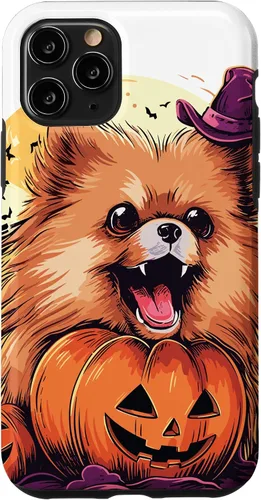 Vista 10 de iPhone 14 Disfraz de perro de Halloween diseño de funda de Pomerania aterradora