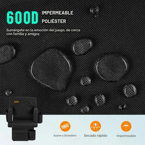 Vista 6 de Overmont 2 Piezas Asientos para Estadio con Soporte para la Espalda - Cojín Acolchado de 2.8'' Asiento Reclinable de Gradería de 6 Posiciones