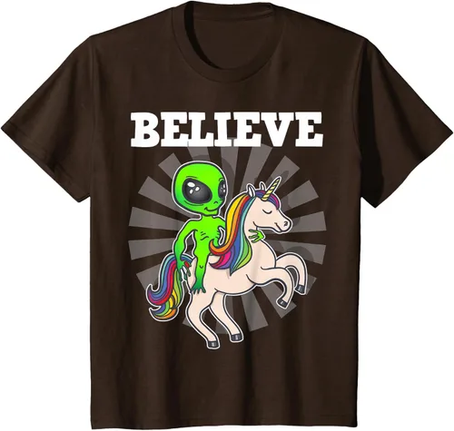 Vista 58 de Believe Space Alien Riding Unicorn - Camiseta de regalo divertida, Negro, S