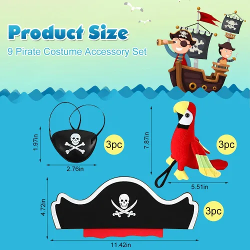 Vista 4 de Flyjazz Conjunto de accesorios para disfraz de pirata de Halloween