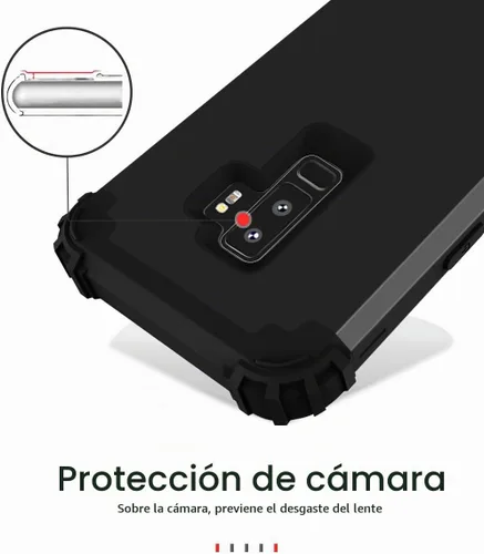 Vista 6 de Funda de teléfono para Samsung Galaxy S9 Plus, cubierta dura, a prueba de golpes, de silicona suave, híbrida, tres capas, resistente, protección