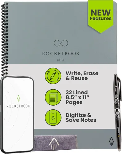 Vista 17 de Rocketbook Core - Cuaderno reutilizable con espiral, tamaño ejecutivo 6x8.8, negro - páginas rayadas, conectado a la aplicación, borrable, cubierta