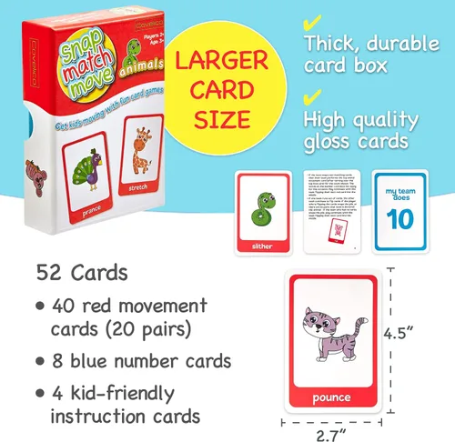 Vista 5 de Tarjetas de movimiento de animales - Juegos activos para niños pequeños y niños, juego a presión, juego y pesca con tarjetas de animales, tarjetas