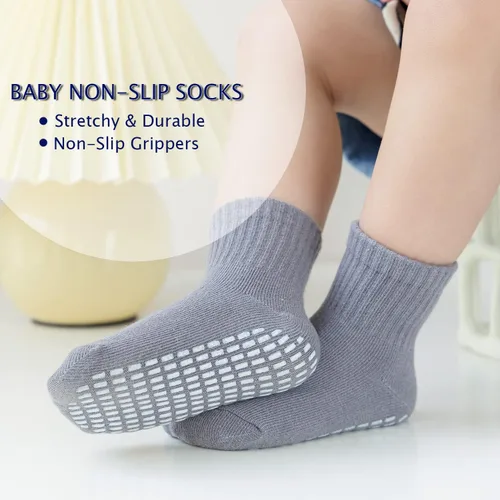 Vista 2 de EPEIUS Calcetines antideslizantes unisex para bebés y niños juego de 6