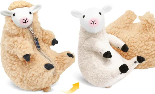 Vista 8 de AGRIMONY Bonitos animales de peluche de oveja afeitada, pequeños peluches de cordero kawaii, juguetes de peluche, regalos divertidos de Pascua San