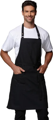 Vista 7 de Delantales de chef para hombres y mujeres con bolsillos grandes, delantal de lona, impermeable, profesional, con 2 bolsillos, 4251 GB
