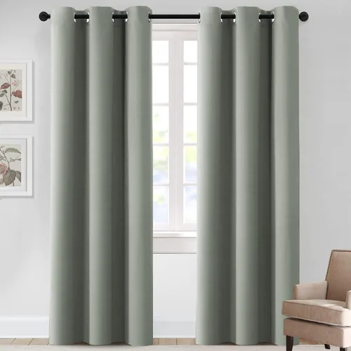 Vista 15 de MeilleMaison Cortinas opacas para dormitorio, con aislamiento térmico, oscurecimiento de habitación, cortinas insonorizadas para ventana, cortinas