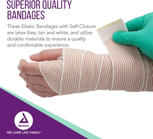 Vista 4 de Dynarex Elastic Bandages with Self-Closure, Outstanding Compression & Stretch, Latex-Free Elastic Bandages with Secure Closure, 6" x 5 yds., 1 Case