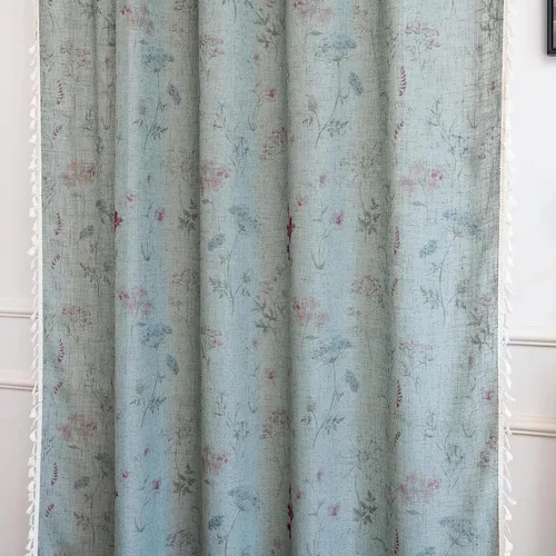 Vista 9 de Cortinas florales de granja semiopacas para sala de estar, de 63 pulgadas de largo, mezcla de lino y algodón, paneles de cortina de ventana cortos