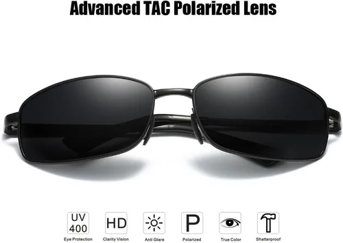 Vista 3 de ZHILE Gafas de sol polarizadas con marco de metal rectangular estilo clásico de gran