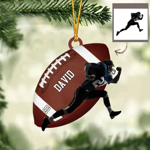 Vista 25 de Adorno de Navidad de fútbol americano personalizado, adorno de fútbol americano, adornos de Navidad de fútbol americano personalizados, adornos