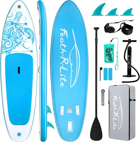 Vista 19 de FEATH-R-LITE Inflatable Stand Up Paddle Board with Beginner SUP Accessories Negro dragón