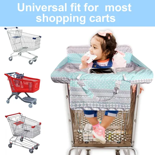 Vista 5 de Funda para carrito de compras para bebé 2 en 1 Funda para silla alta con arnés de seguridad Multifuncional Patrón de dinosaurio Cubiertas de carrito