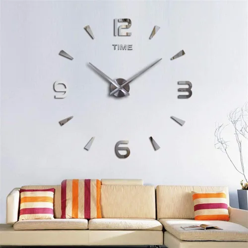 Vista 9 de Kit de reloj de pared grande, reloj de pared sin marco 3D con calcomanías de número de espejo para decoración del hogar, sala de estar, dormitorio