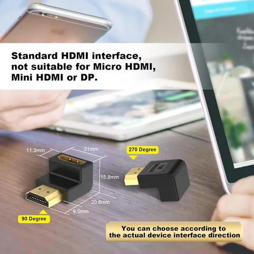 Vista 4 de VCELINK Adaptadores HDMI de ángulo recto, 8K HDMI para HDTV Switch Laptop