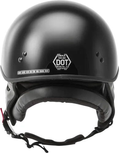 Vista 3 de GMAX HH-65 Naked Half Helmet (negro, grande) - Aprobado por FMVSS 218