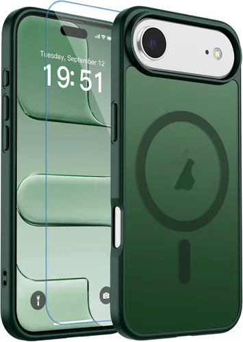 Vista 234 de zapica Funda magnética para iPhone Air, con protector de pantalla de vidrio templado, compatible con MagSafe, translúcida mate, a prueba de golpes