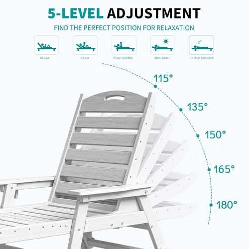 Vista 5 de Plawdlik Silla de salón para exteriores HDPE con ruedas rodantes, color Blanco
