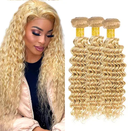 Vista 274 de 300g 1B27 Human Hair Bundles Honey Blonde Bundles Human Hair 10A Brazilian Virgin Remy Hair Extensions 8 10 12 Inch
