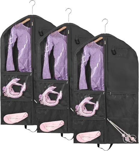 Vista 21 de Bolsa de ropa para disfraces de baile, bolsas de ropa de 40 pulgadas para bailarines para colgar ropa y almacenamiento de viajes, bolsas de recital