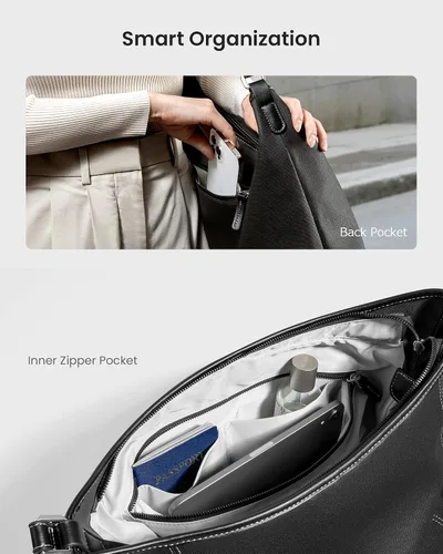 Vista 6 de tomtoc Bolsa de mano para laptop, bolsa de hombro resistente al agua de 15.6 pulgadas, gran capacidad con una funda separada para computadora