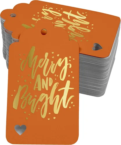 Vista 14 de Etiquetas colgantes con texto en inglés "Merry and Bright" (50 unidades)