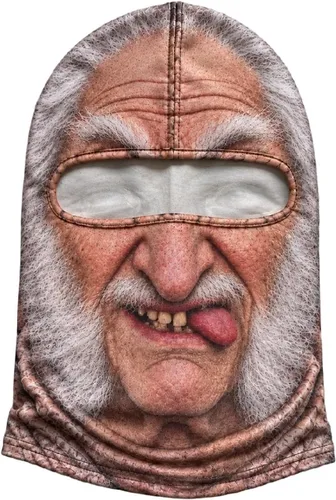 Vista 11 de Máscara de esquí de anciano, pasamontañas, máscara facial realista 3D b01