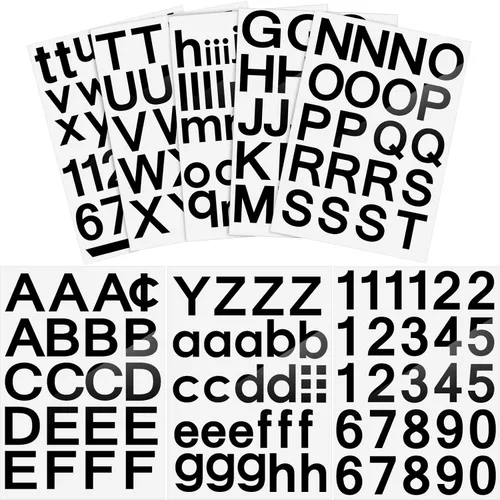 Vista 19 de Outus 8 hojas de calcomanías de letras de vinilo, autoadhesivas, números para buzón, letras del alfabeto, para medias de Navidad, álbumes de Negro