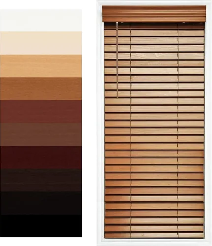 Vista 11 de TailorView Cortinas de ventana horizontales de madera personalizables sin cordón - Paletas de 2 pulgadas - Alabastro - Montaje interior o exterior.