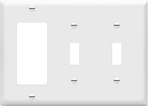 Vista 11 de ENERLITES - Placa de pared combinada para interruptor de triple palanca, 2 interruptores de palanca/1 interruptor decorativo, tamaño estándar 3