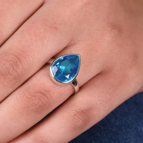 Vista 5 de PANOPLY Bio Pink Doublet Quartz Solid 925 Sterling Silver Ring for Women