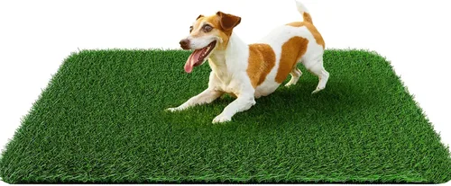 Vista 11 de Almohadilla de hierba para perros 33 x 33 pulgadas, hierba suave y realista de fuerte absorbencia para el entrenamiento de mascotas, fácil