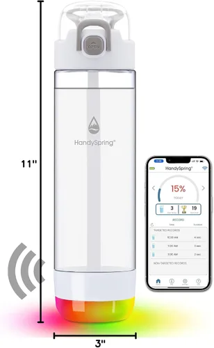 Vista 7 de Botella de agua inteligente con recordatorio para beber agua, luces y sonido, rastreador de ingesta de agua, recargable, plástico Tritan
