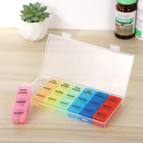 Vista 8 de Compartimentos grandes Pastillero de viaje Meds Pastillero De Viaje Divisor de Medicamentos Portátil Organizador de Medicamentos Caja