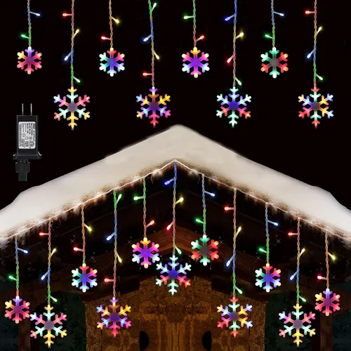 Vista 11 de Toodour Luces de carámbano de Navidad para exteriores, 20 tubos de 90 luces LED de carámbano con 8 modos, cadena de luz de cristal para interiores