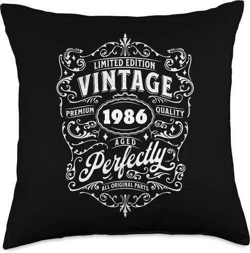 Vista 4 de Vintage 1986 Limited Edition 37th Birthday Aged Perfectly Throw Pillow