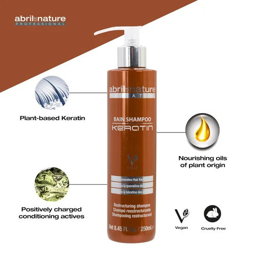 Vista 6 de abril et nature - Champú Profesional de Peluquería Queratina - Reparaciones y Reestructuras - Para Cabello Natural Sin Borro - Acción Ultrarápida