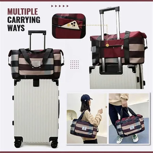 Vista 6 de 2022 - Bolsa de viaje plegable de separación secahúmeda, ligera, impermeable, plegable, para deportes, camping, Burdeos