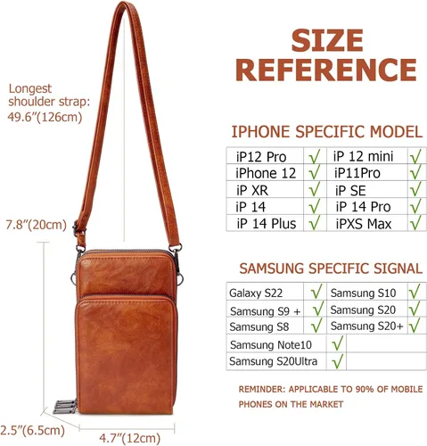 Vista 2 de myfriday Small Leather Crossbody Bag for Women with Guitar Strap Mini Crossover Bags & Shoulder Purses with 2 Card Slots
