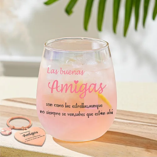 Vista 9 de Yalucky Regalos para mujer amiga, vaso de vidrio de 16.2 fl oz, regalos de cumpleaños para mujer, Llaveros para mujeres, regalo de graduación