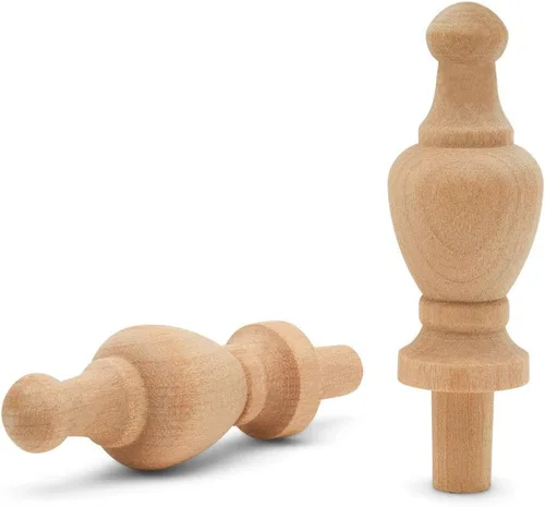 Vista 14 de Remates decorativos de madera sin terminar, 3-1/2 pulgadas, para remates de poste de cama, remates de barra de cortina, decoración de asta