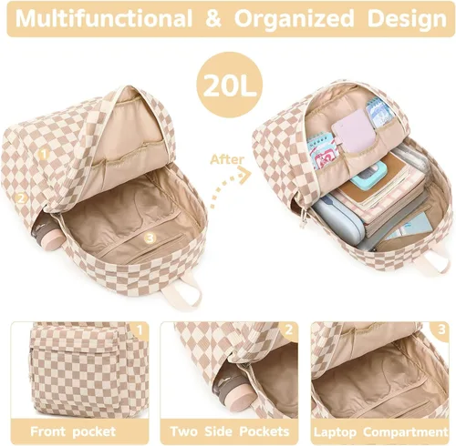 Vista 19 de Bluboon Juego de mochila para adolescentes, mochila escolar para niñas, lonchera y lápices, bolsas para estudiantes, 3 en 1