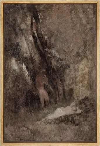 Vista 29 de SIGNFORD Lienzo enmarcado para pared, pinos sepia, bosques, bosques, naturaleza, ilustraciones de área silvestre, arte digital, arte moderno