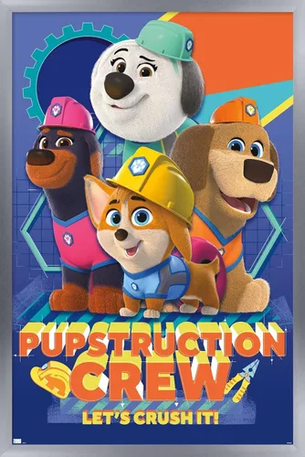 Vista 10 de Disney Pupstruction - Póster de pared de grupo, 34 pulgadas de largo x 22.4 pulgadas de ancho, versión enmarcada de caoba