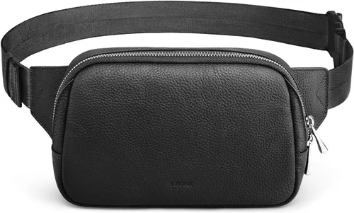 Vista 9 de S-ZONE - Riñonera de cuero para mujer con bloqueo RFID, bolsa de cinturón de cintura, bolso cruzado, Caqui, Moda