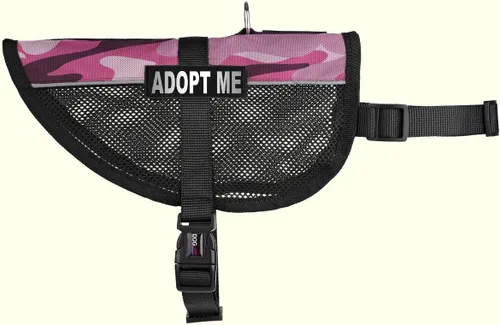 Vista 47 de Dogline MaxAire - Chaleco de malla para perros de 13 a 16 pulgadas y 2 parches extraíbles Adopt Me, talla S, color negro