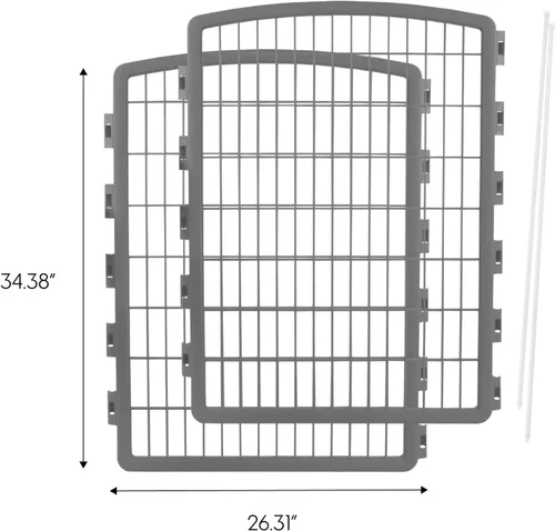 Vista 6 de IRIS - Corral para mascotas con puerta, 34 pulgadas, añadido 2 paneles, Gris Gris-oscuro