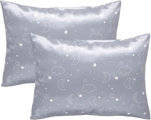 Vista 10 de Winmany Paquete de 2 fundas de almohada para niños pequeños, fundas de almohada de satén de seda para bebés de 19.3 x 14.2 in, fundas de almohada