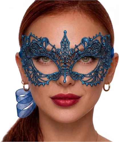 Vista 30 de Masquerade Mask For Women Lace Masquerade Mask for Masquerade Party, Proms, Venetian Party, Mardi Gras, Halloween & Cosplay Ana Bg Pluma de Pavo Real